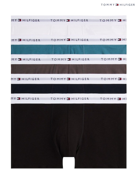Tommy Hilfiger Green 5-Pack Signature Logo Waistband Trunks (V08013) | £60