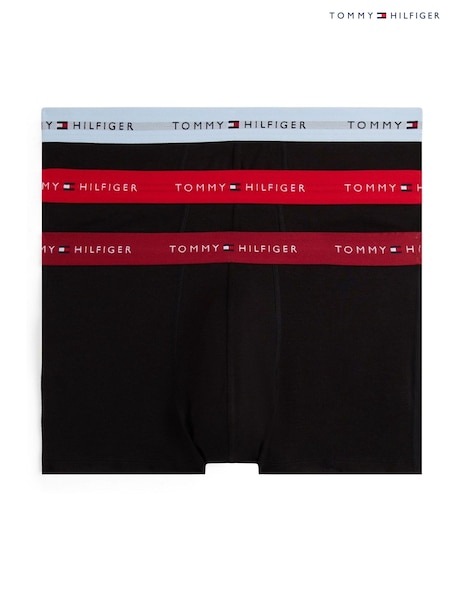 Tommy Hilfiger Black 3 Pack Signature Repeat Logo Waistband Trunks (V08020) | £36