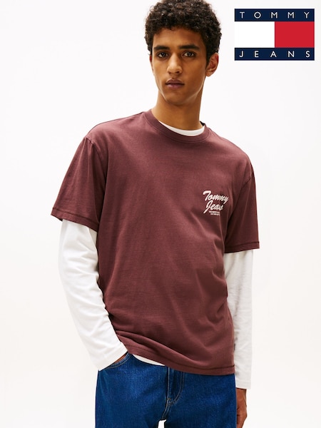 Tommy Jeans Brown Back Graphic Relaxed Crew Neck T-Shirt (V08062) | £40