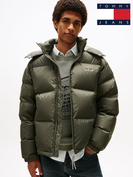 Tommy Jeans Green Water Repellent Ripstop Alaska Puffer Jacket (V08088) | £220