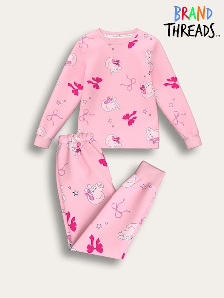 Brand Threads Pink Peppa Pig Fleece Pyjamas Set (V08110) | £20