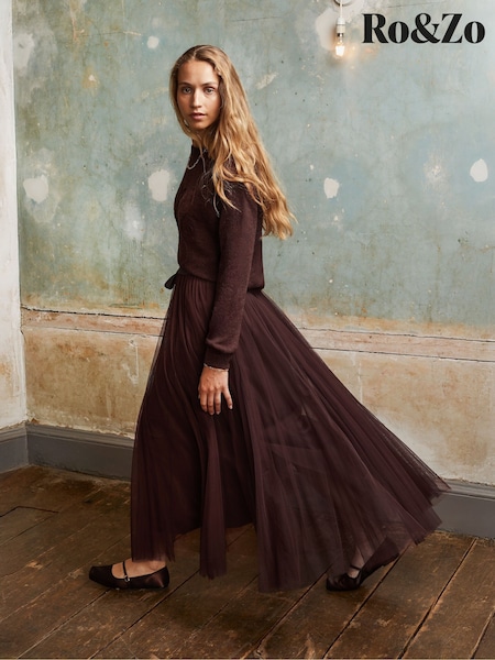 Ro&Zo Brown Tulle Godet Skirt (V08161) | £119