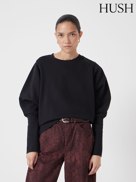 Hush Black Chrome Puff Sleeve Sweatshirt (V08168) | £65
