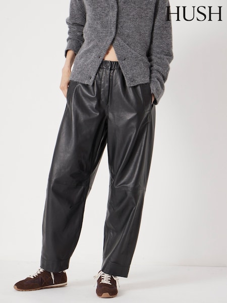 Hush Black Leather Jack Barrel Trousers (V08176) | £320
