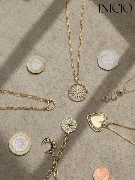 Inicio Gold Tone Pave Heart Chain Necklace (V08180) | £25
