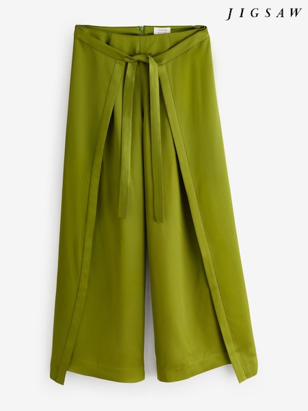 Jigsaw Green Wrap Palazzo Trousers (V08244) | £155