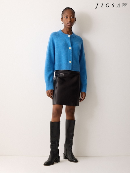 Jigsaw Blue Wool Cropped Cardigan (V08250) | £135