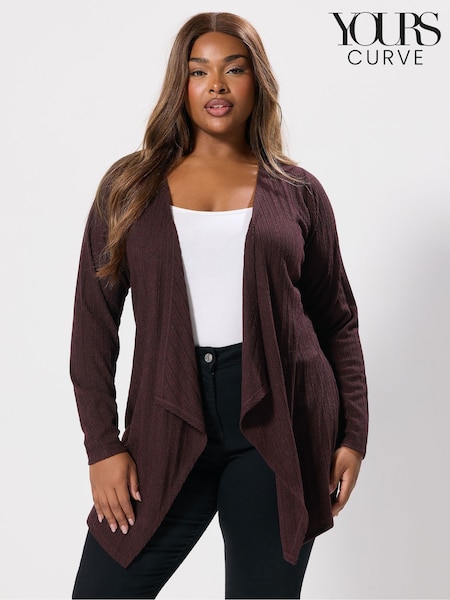 Yours Curve Purple Cut & Sew Waterfall Cardigan (V08346) | £27