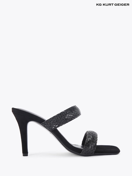 KG Kurt Geiger Black Fleur Mule Shoes (V08426) | £89
