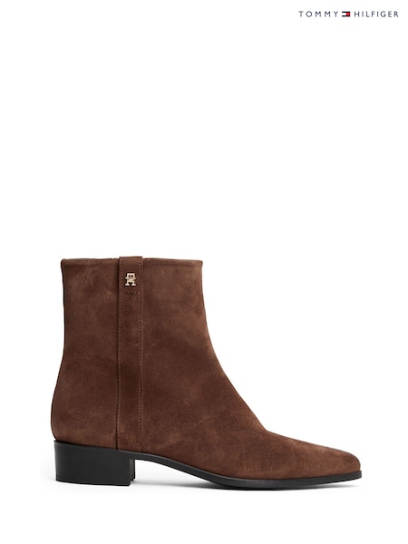 Tommy Hilfiger Brown Suede Pointed Toe Ankle Boots (V08719) | £150
