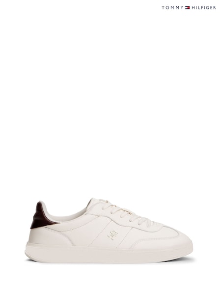 Tommy Hilfiger White Heritage Shiny Leather Trainers (V08720) | £120