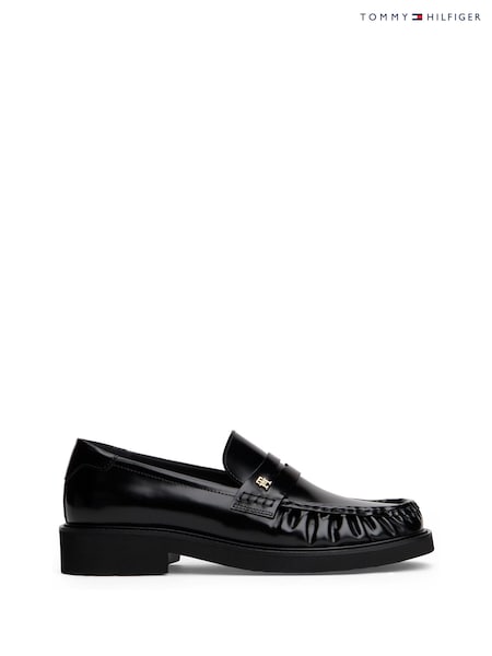 Tommy Hilfiger Black Leather Square Toe Loafers (V08726) | £150