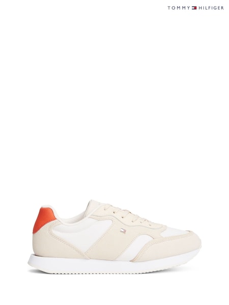 Tommy Hilfiger White Suede Monogram Trainers (V08730) | £90