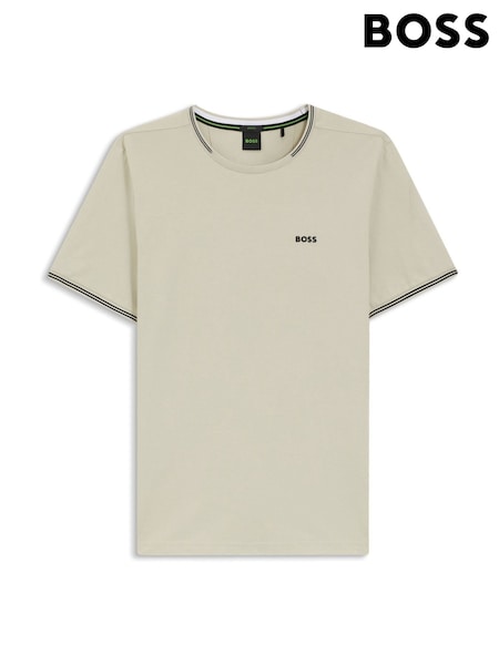 BOSS Cream Taul Tipped Regular Fit Logo T-Shirt (V08806) | £69