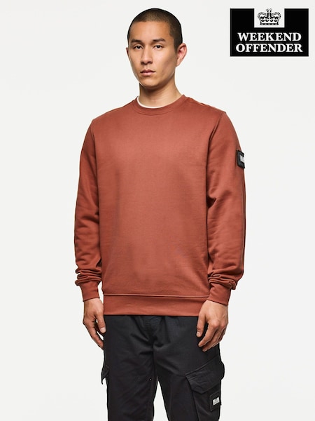 Weekend Offender Red	 Classic Crew Sweat With Ripstop Overlay Sweat Top (V08855) | £75