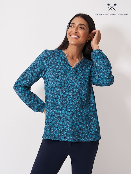 Crew Clothing Blue Claudia Animal Print Blouse (V08882) | £55