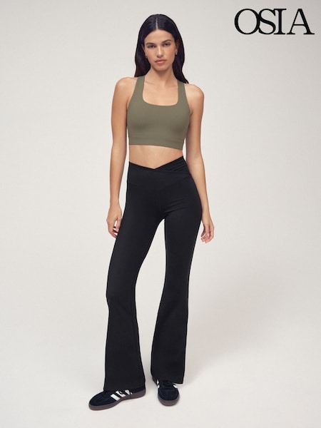 OSIA Black Wrap Front Flared Leggings (V08888) | £42