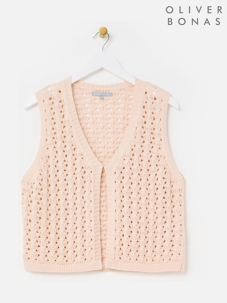 Oliver Bonas Pink V-Neck Knitted Waistcoat (V08952) | £55
