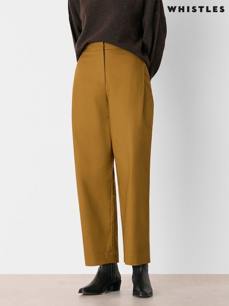 Whistles Brown Side Pleat Tapered Trousers (V09013) | £54.50