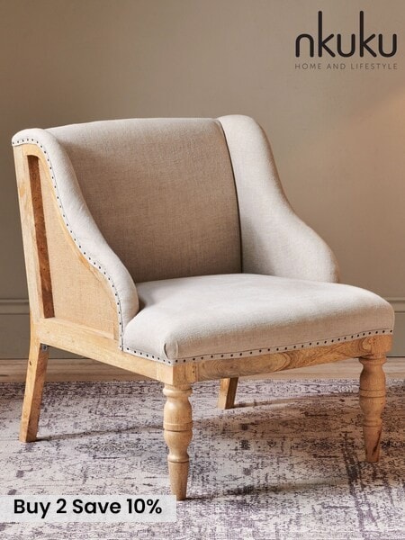 Nkuku Stone Elbu Deconstructed Linen Armchair (V09237) | £750