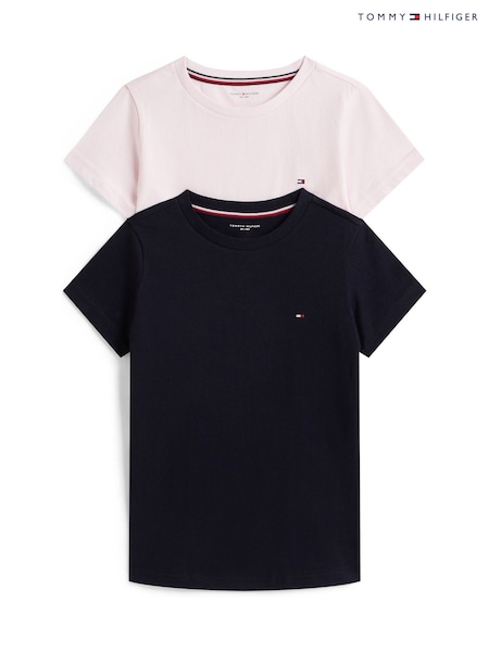 Tommy Hilfiger Navy Blue/Light Pink 2 Pack Signature Crew Neck T-Shirts (V09262) | £30