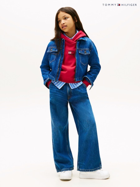 Tommy Hilfiger Blue Mabel High Rise Pleated Wide Leg Jeans (V09283) | £45 - £55