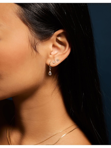 Accessorize Gold 3-Pack 14ct Gold-Plated Pear Stud & Hoop Earrings (V09447) | £20