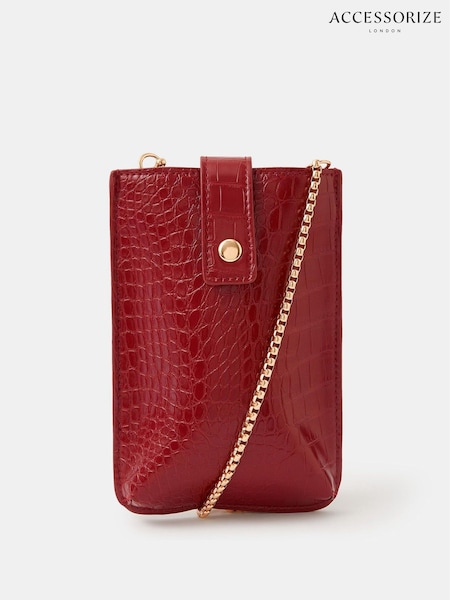 Accessorize Red Croc Tab Phone Bag (V09453) | £22