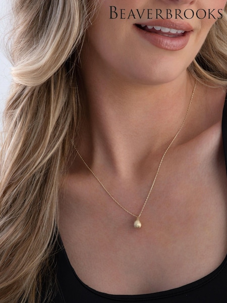 Beaverbrooks 9ct Yellow Gold Etched Teardrop Necklace (V09524) | £295