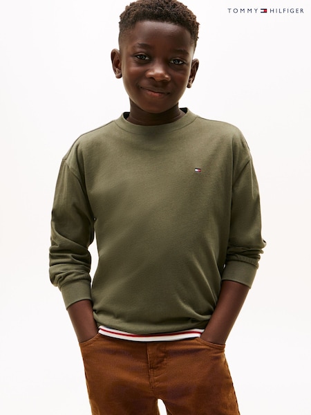 Tommy Hilfiger Green Essential Jersey Long Sleeve T-Shirt (V09554) | £20 - £25