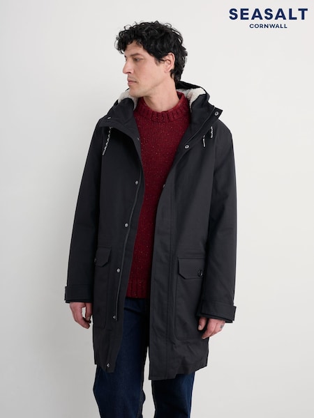 Seasalt Cornwall Black Men's Tidesman Waterproof Coat (V09654) | £190