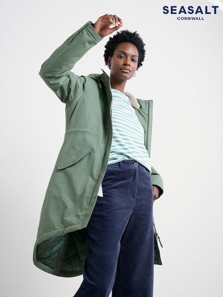 Seasalt Cornwall Green Plant Hunter Waterproof Parka Coat (V09662) | £180