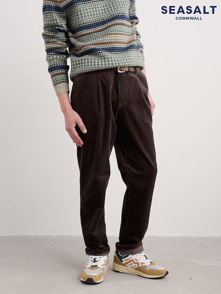 Seasalt Cornwall Brown Mens Yeoman Relaxed Tapered Cord Trousers (V09671) | £80