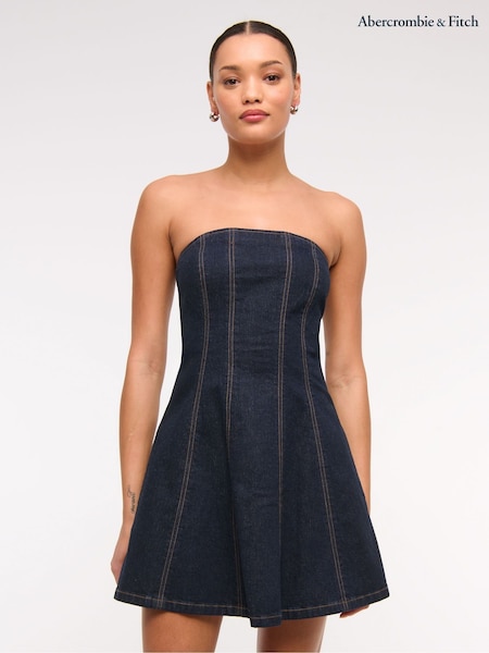 Abercrombie & Fitch Blue Mila Strapless Denim Mini Dress (V09712) | £58