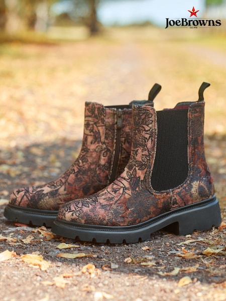 Joe Browns Brown Autumn Floral Chelea Boots (V09781) | £70