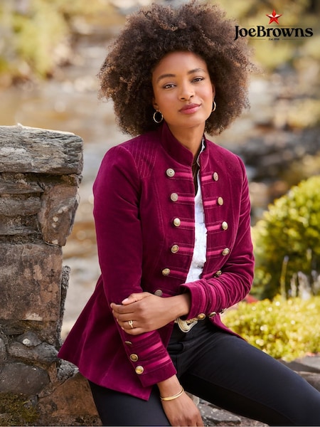 Joe Browns Purple Buttoned Velvet Military Jacket (V09784) | £80