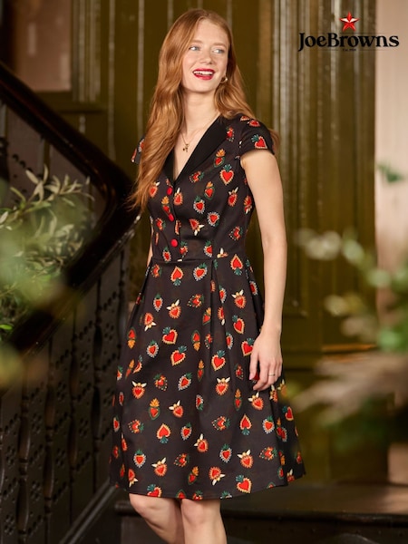 Joe Browns Black Heart Print Dress (V09786) | £65