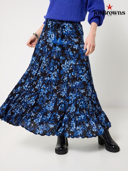Joe Browns Blue Button-Front Tiered Floral Skirt (V09799) | £60