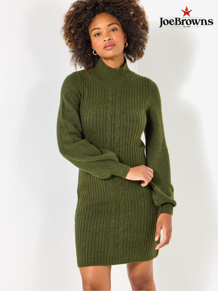 Joe Browns Green Chunky Cable Knit Jumper Dress (V09822) | £60