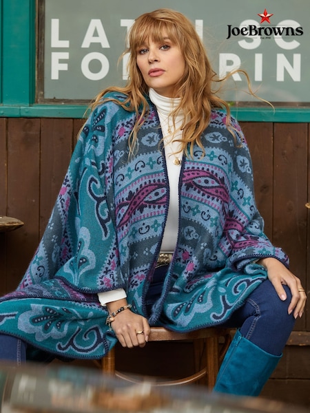Joe Browns Blue Aztec Print Open Front Wrap Coverup (V09849) | £45