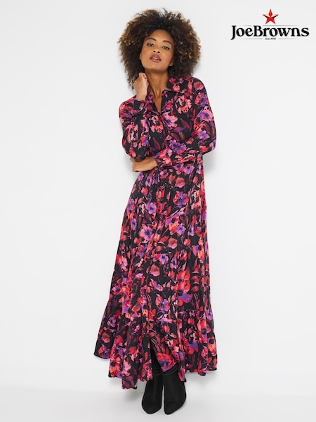 Joe Browns Red Floral Shirt Maxi Dress (V09861) | £70