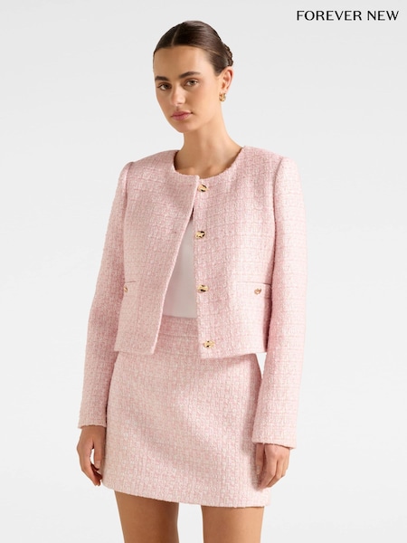 Forever New Pink Lisa Boucle Jacket (V09907) | £110