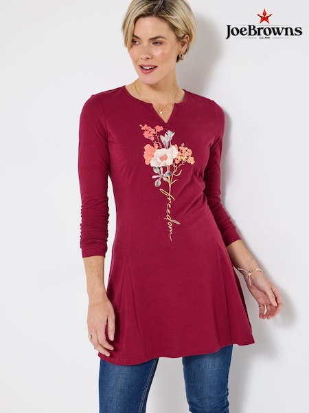 Joe Browns Red Floral Print long line Top (V09915) | £40