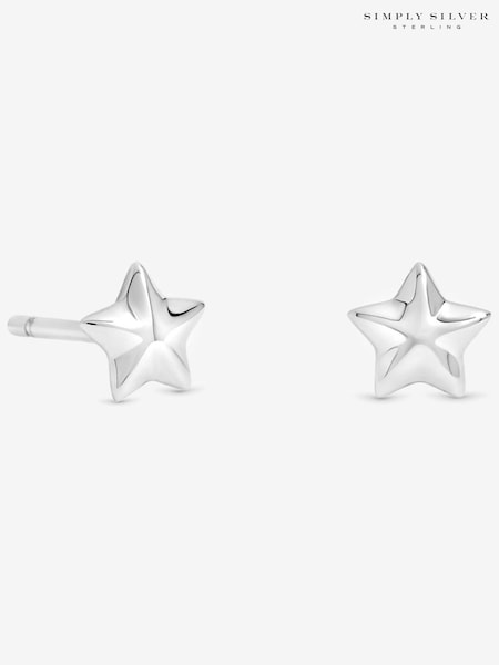Simply Silver Silver Tone Mini Polished Star Stud Earrings (V09979) | £10