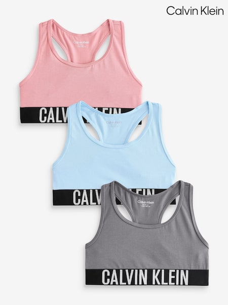 Calvin Klein Pink 3 Pack Girls Bralettes with Intense Power (V10016) | £36