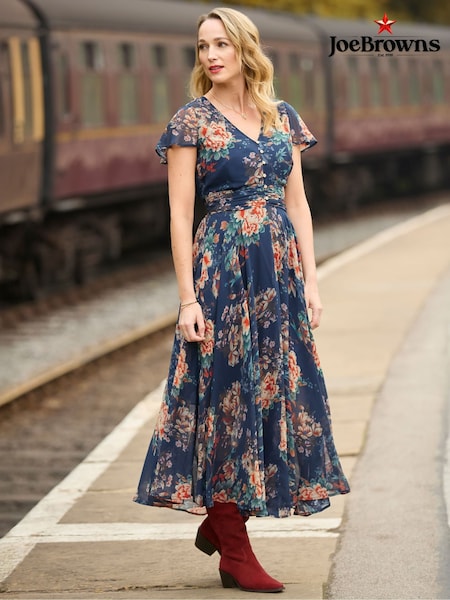 Joe Browns Blue Petite Vintage Inspired Floral Dress (V10066) | £70