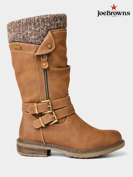 Joe Browns Brown Strap And Zip Detail Tan Long Boots (V10077) | £82