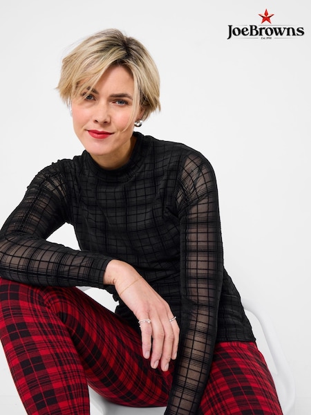 Joe Browns Black Slim Check Mesh Top (V10079) | £50
