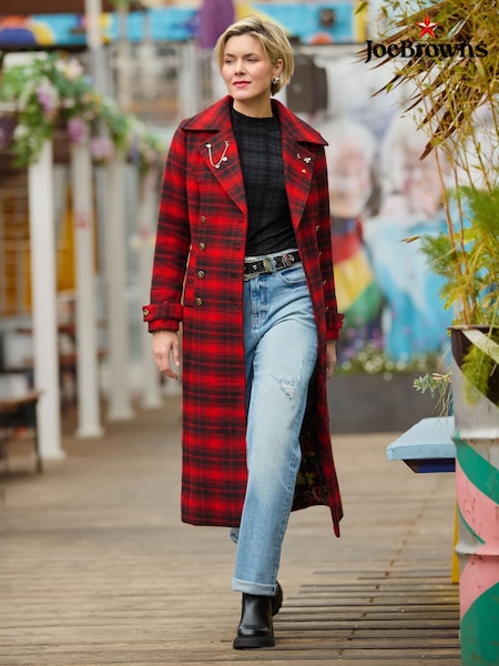 Joe Browns Red Petite Check Maxi Coat (V10084) | £125