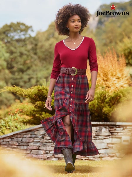 Joe Browns Red Check Maxi Skirt (V10100) | £60
